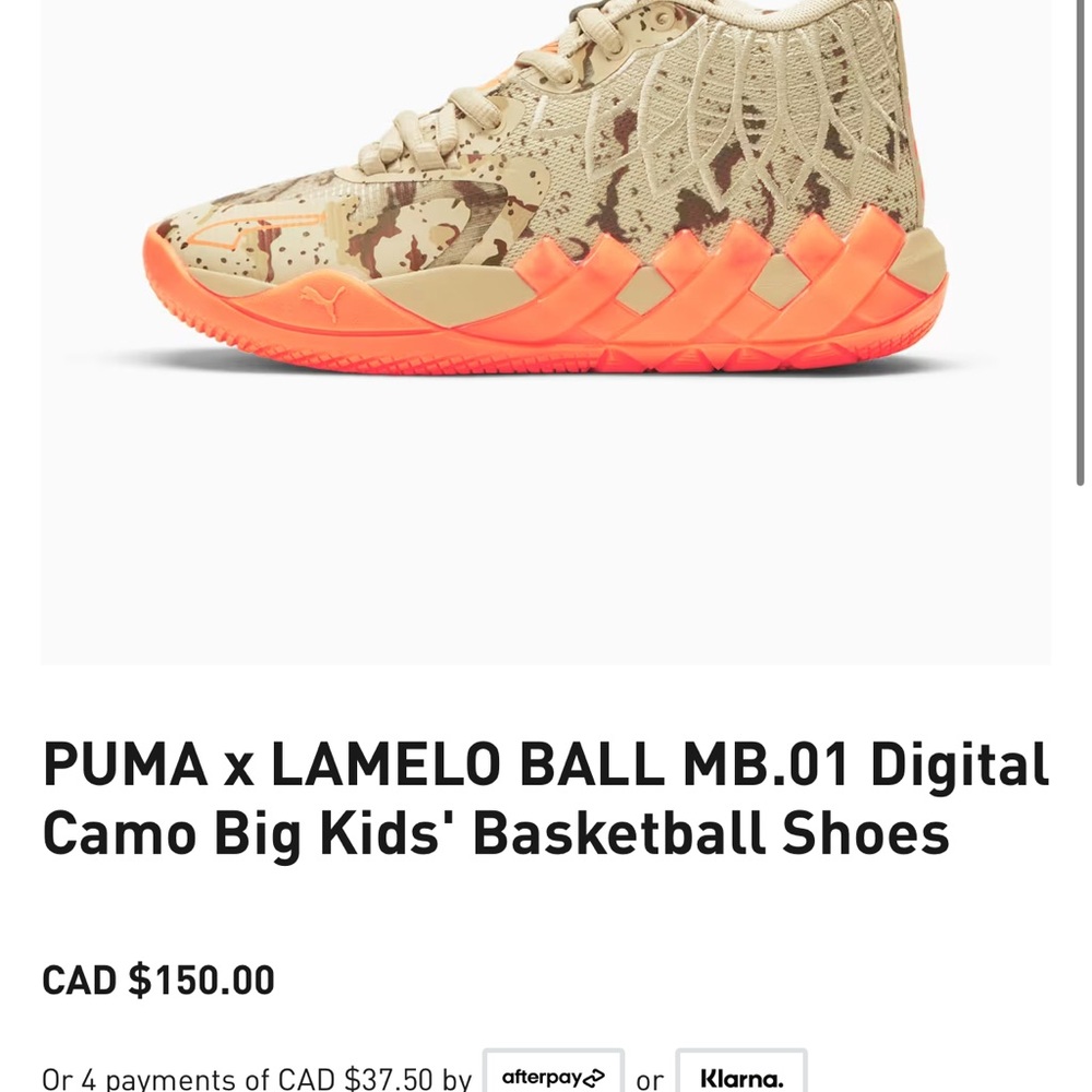 Puma x l’amélioration Ball mb.01 Kids' Sneakers in Tan and Orange
